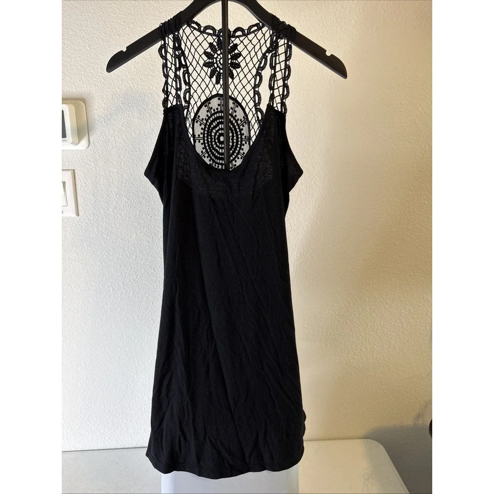 Apt. 9 Women's Swim Cover-up Pullover Crochet Back Black Size Small‎